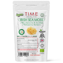 Load image into Gallery viewer, Organic Irish Sea Moss – Wild Harvested – Source of 92 Essential Nutrients – High in Iodine – Sourced from Pristine Waters - 120 Capsules / 50g Powder
