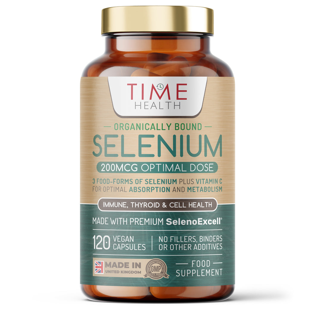 Selenium 200mcg – SelenoExcell® Maximum Absorption Organically Bound & Food-Form Selenium – Clinically Studied – Tri-Selenium Complex – Immune, Cell & Thyroid Function