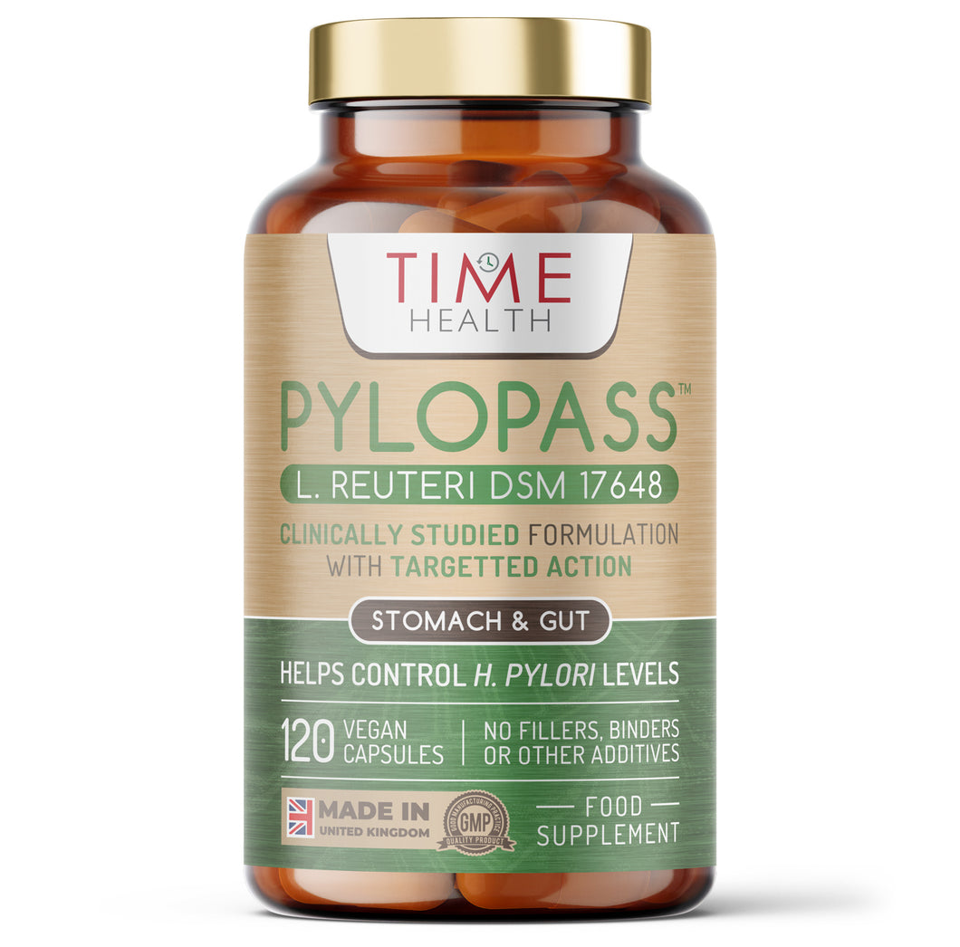 Pylopass™ – 120 Capsules – 200 Billion CFU/g – Supports Elimination of Harmful Bacteria H. Pylori in Stomach & Gut