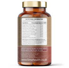 Load image into Gallery viewer, Organic Mushroom Complex 8 – Chaga, Cordyceps, Coprinus comatus, Lion’s Mane, Maitake, Oyster Betox93®, Reishi, Shiitake - 120 Capsules