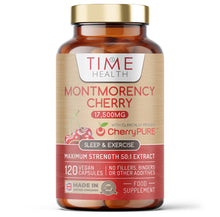 Load image into Gallery viewer, Montmorency Cherry (Prunus Cerasus) Capsules – Maximum Strength 50:1 Extract – 17500mg Wholefood Equivalent per Capsule – Made with CherryPURE® Tart / Sour Cherries 2% Proanthocyanidins - 120 Capsules