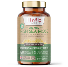 Load image into Gallery viewer, Organic Irish Sea Moss – Wild Harvested – Source of 92 Essential Nutrients – High in Iodine – Sourced from Pristine Waters - 120 Capsules / 50g Powder
