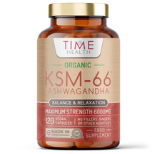 Load image into Gallery viewer, Organic KSM-66® Ashwagandha – 10:1 Extract 6000mg Equivalent – 5% Withanolides – 4 Months Supply – 120 Capsules