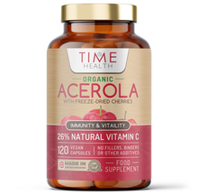 Load image into Gallery viewer, Organic Acerola Cherry Capsules – Natural & Wholefood – 26% Vitamin C – Premium Freeze-Dried Cherries - 120 Capsules