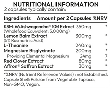 Load image into Gallery viewer, NeuroCalm® – Cortisol Management – Saffron, KSM-66 Ashwagandha, L-Theanine, Magnesium, Lemon Balm, Red Clover – Relax & Unwind – 90 Capsules