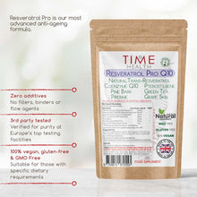 Load image into Gallery viewer, Resveratrol Pro Q10 – Trans-Resveratrol, Coenzyme Q10, Pterostilbene, Pine Bark, Green Tea, Grape Skin, Piperine - 120 Capsules