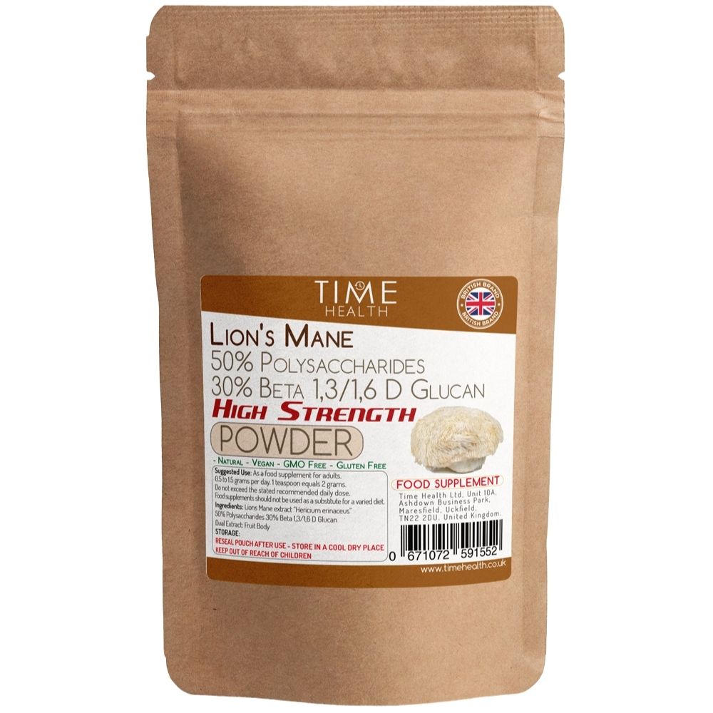 Lions Mane (Hericium Erinaceus‎) High Strength 50% Polysaccharides / 30% Beta 1,3/1,6 D Glucan - 100g Powder