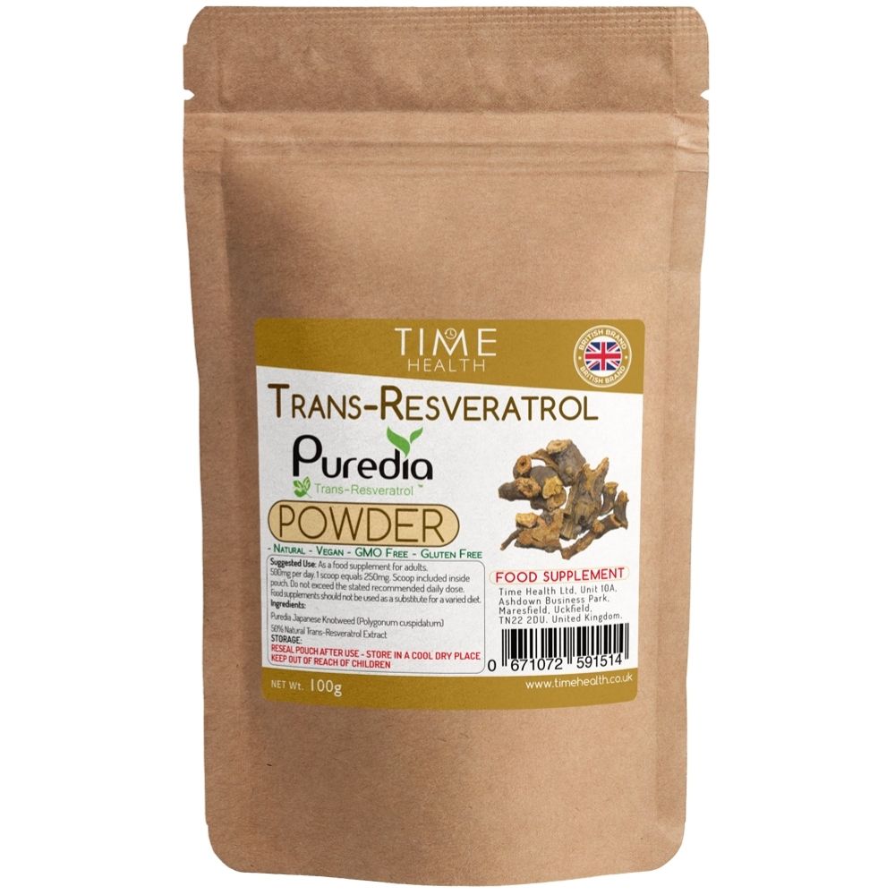Trans Resveratrol POWDER 50% Trans-Resveratrol Puredia Japanese Knotweed (Polygonum cuspidatum) - 100g Powder