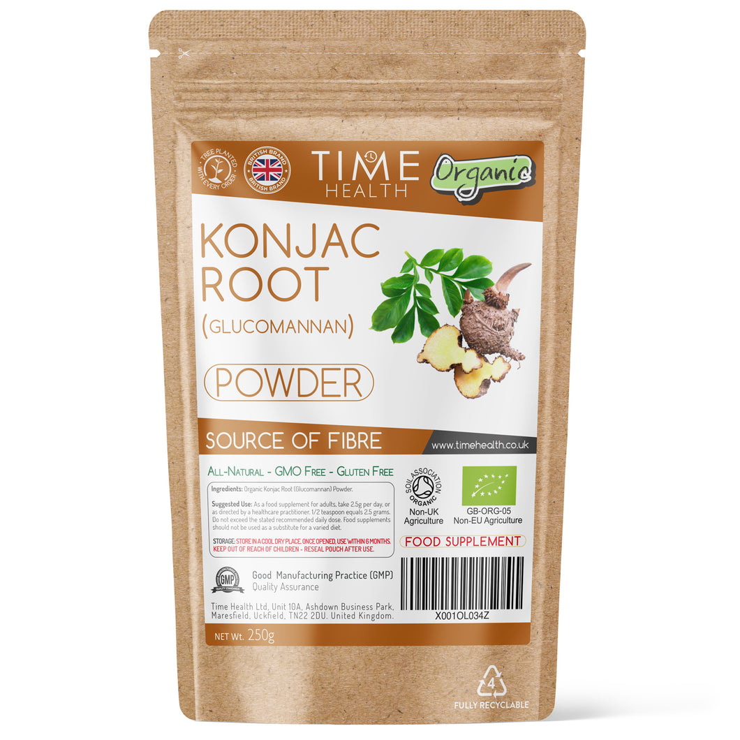 Organic Konjac Root Powder (Glucomannan) – Weight Management – Source of Soluble Fibre – Prebiotic - 250g