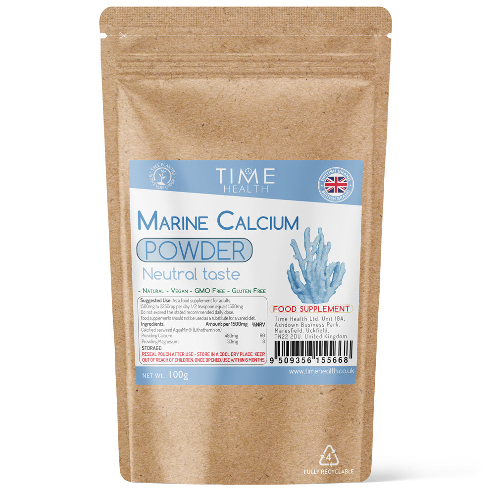 Marine Calcium Powder – Premium Brand AquaMin® – Neutral Taste – Natural Source of Magnesium - 100g Powder