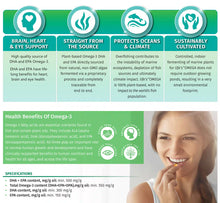 Load image into Gallery viewer, Vegan Omega 3 – EPA & DHA from Algae Oil – Premium Global Brand – Carrageenan-Free – Sustainable Algal Alternative to Fish Oil – Vegetarian Essential Fatty Acids - 120 Softgels