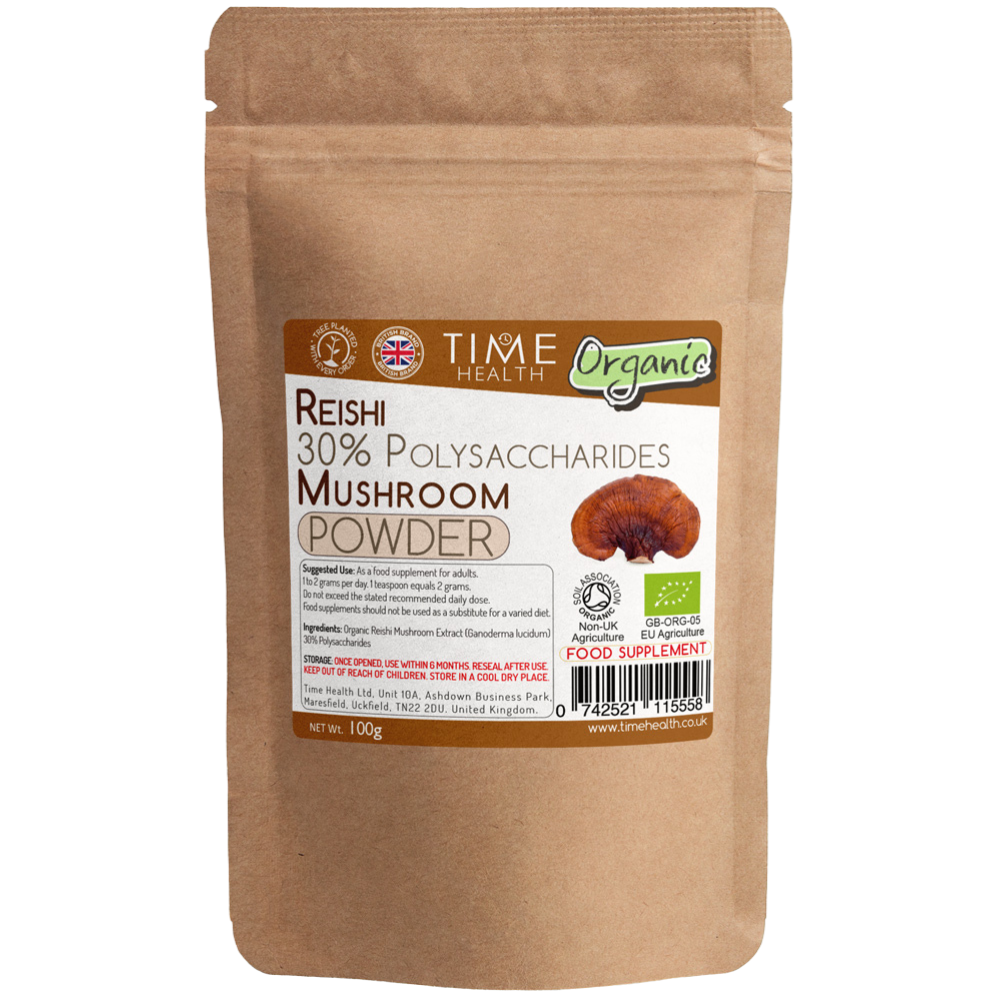 Organic Reishi Mushroom Extract Powder – 30% Polysaccharides – EU Grown - 100g
