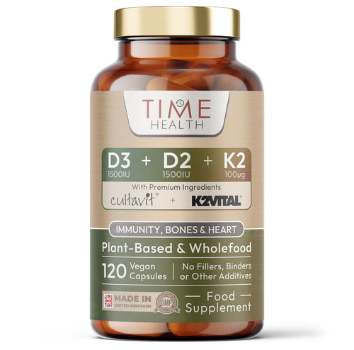 Vitamin D3, D2, K2, Natural Wholefood Plant Based 3000IU