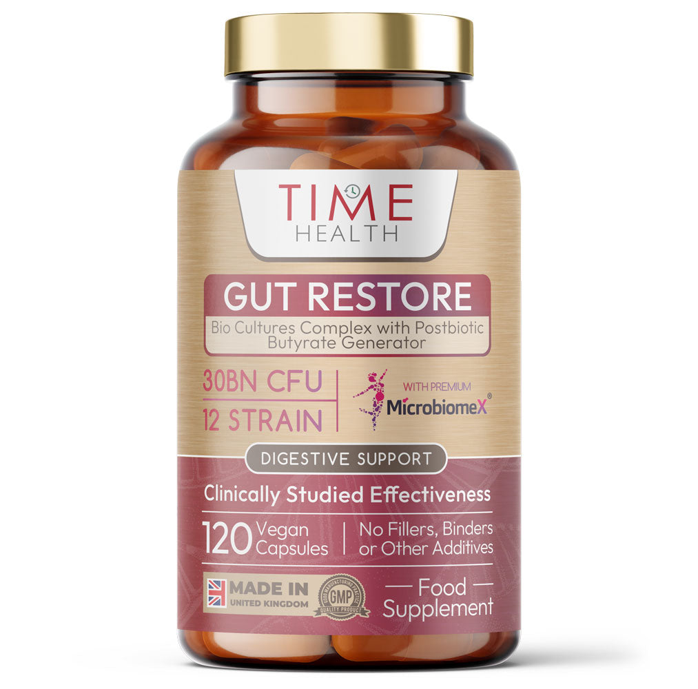 Gut Restore – 12 Strain Probiotic & Postbiotic Butyrate Generator – MicroBiomeX – Clinically Proven – Advanced Bio Cultures Formula - 60 Capsules