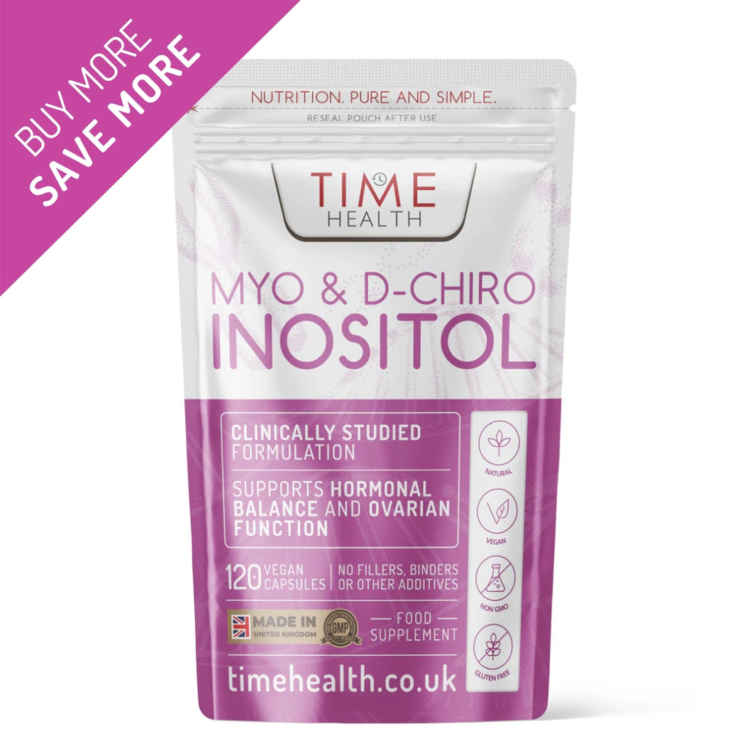 New & Improved: Myo & D Chiro Inositol – Clinically Proven – 6X more D-Chiro-Inositol for Enhanced Benefits – PCOS Support - 120 Capsules / 100g Powder