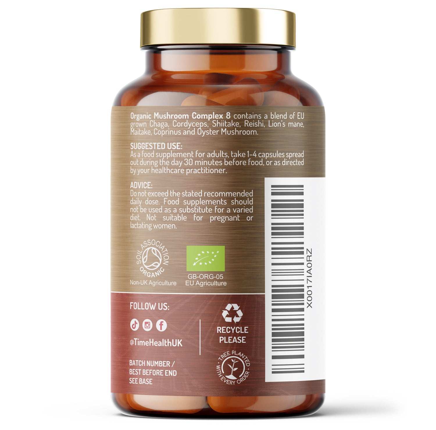 Organic Mushroom Complex 8 – Chaga, Cordyceps, Coprinus comatus, Lion’s Mane, Maitake, Oyster Betox93®, Reishi, Shiitake - 120 Capsules Organic Mushroom Complex 8 – Chaga, Cordyceps, Coprinus comatus, Lion’s Mane, Maitake, Oyster Betox93®, Reishi, Shiitake - 120 Capsules