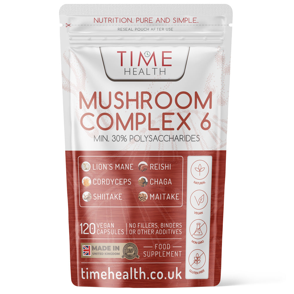 Mushroom Complex 6 – Chaga – Cordyceps – Shiitake – Reishi – Lion’s mane – Maitake HIGH STRENGTH - 120 Capsules / 100g Powder