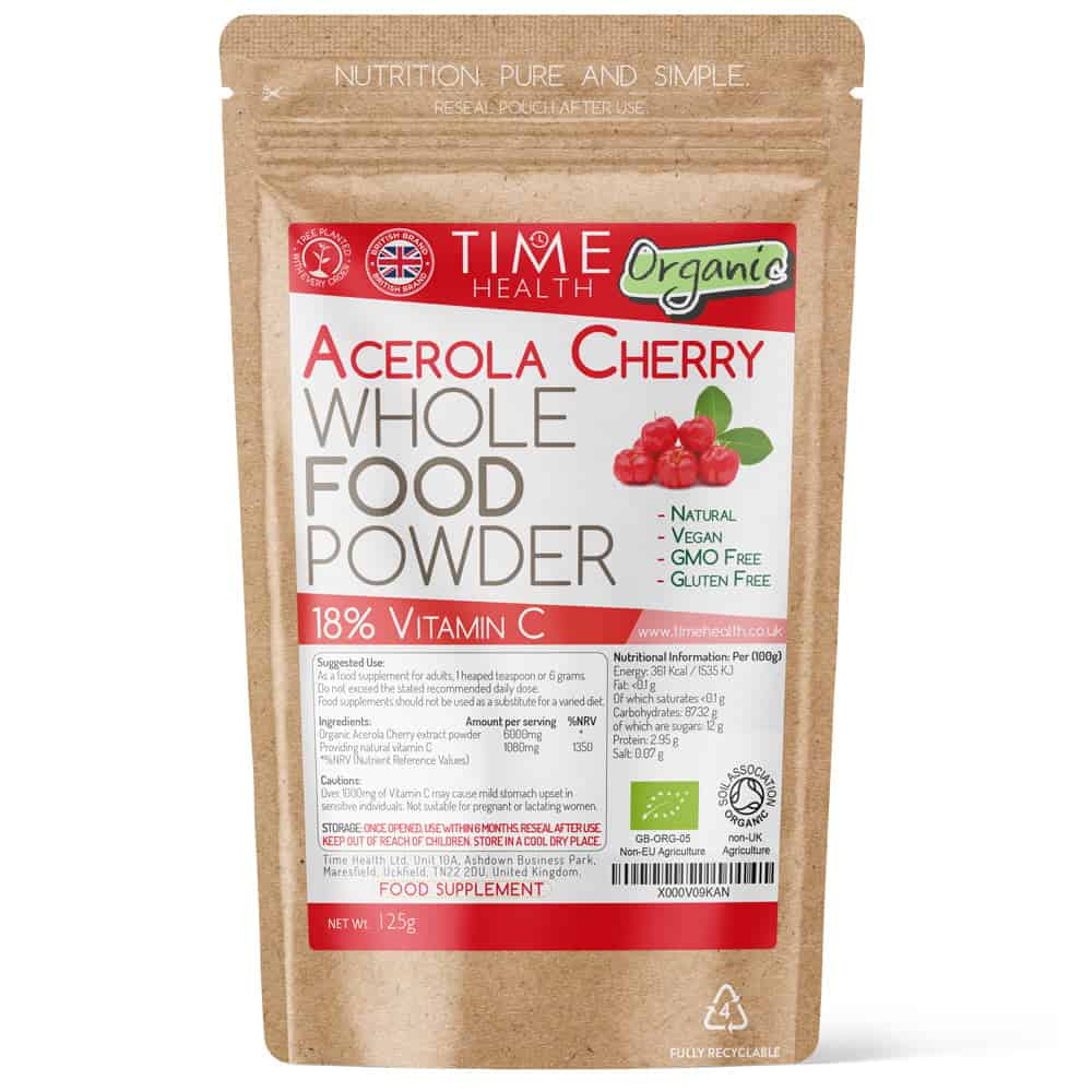 Acerola Cherry Powder – Soil Association Approved Certified ORGANIC Powder Natural Vitamin C of 18%