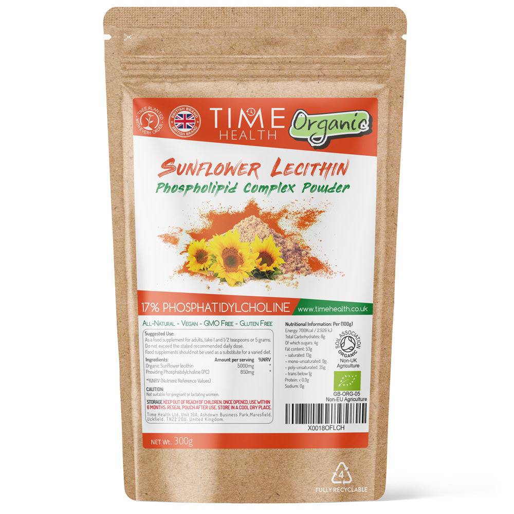 Organic Sunflower Lecithin Phospholipid Complex Powder – 17% Phosphatidylcholine - 300g