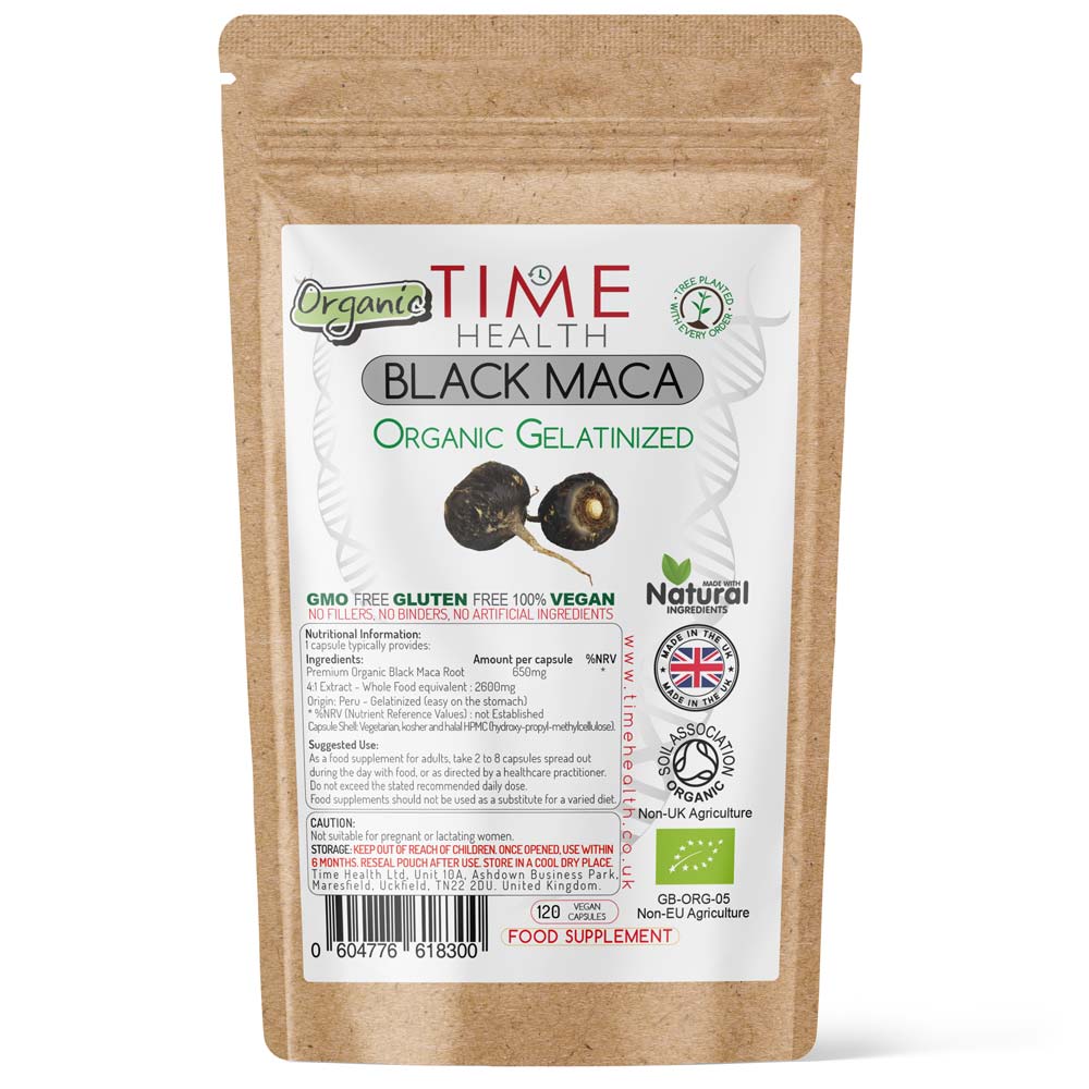 Black Maca Root – Soil Association Certified Organic – Capsules / Powder