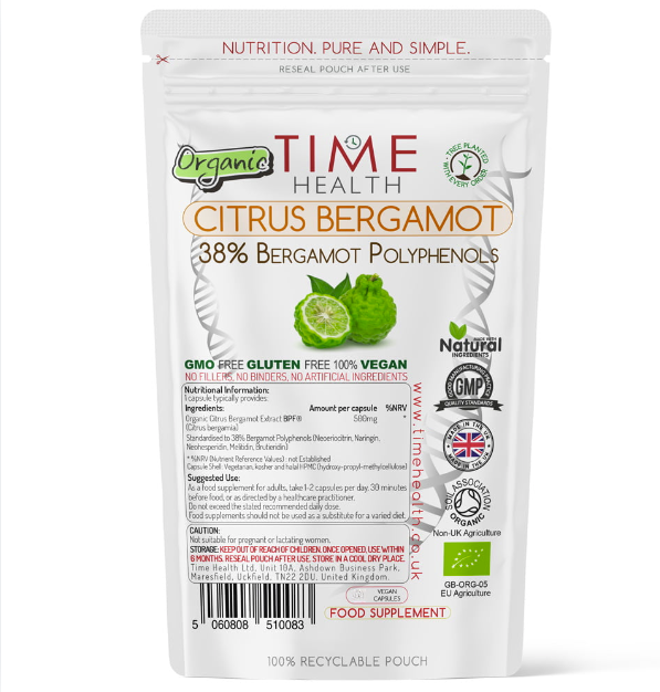 Organic Citrus Bergamot Extract – High Strength 38% Bergamot Polyphenols – Clinically Studied BPF® - 120 Capsules