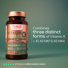 Load image into Gallery viewer, Vitamin K Complex – Active Forms K1 + K2 (MK-7 &amp; MK-4) – 6700μg per Serving – Heart &amp; Bone Health – 60 Capsules
