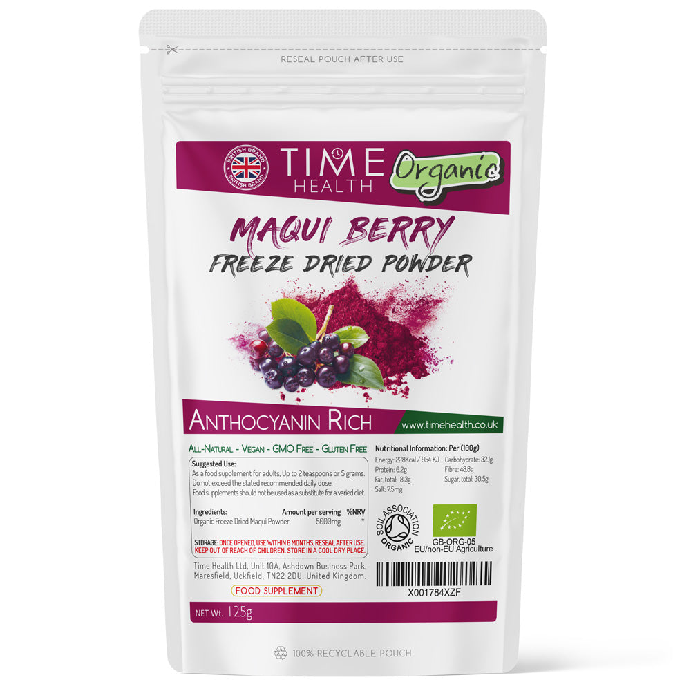 Organic Maqui Berry Powder | Freeze Dried | Superfood | Low Seed Content | Rich & Natural Source of Antioxidants | Soil Association Certified | Vegan - 125g