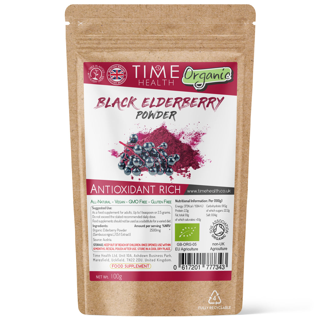 Organic Elderberry Powder | Austrian Source | Haschberg Variety | Rich & Natural Source of Antioxidants | 1% Cyanidin-3-glucosides | Soil Association Certified