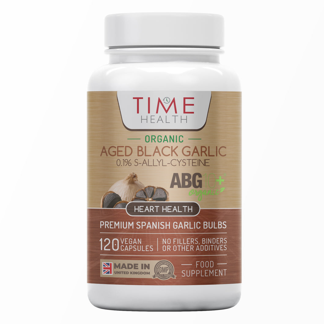 Organic Aged Black Garlic Extract – Clinically Proven Brand ABG10+ – Patented Formula – Standardised S-Alyll-Cysteine (SAC) – Spanish Source
