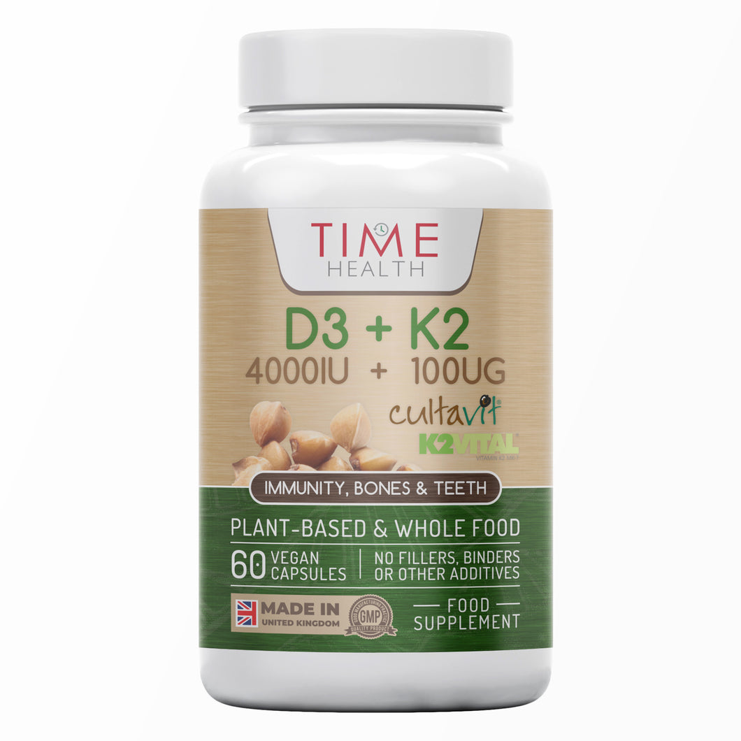 Vitamin D3 (4000IU) + K2 (100UG) – High Strength – Natural, Whole Food & Plant-Based – CULTAVIT® D3 (Cholecalciferol) – K2VITAL® K2 MK-7