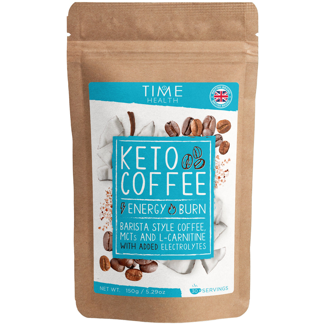 Keto Coffee (Instant) – Barista Style Coffee, MCT Oil Powder, L-Carnitine & Electrolytes – Zero Sugar & Carbs – 150g Powder
